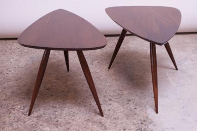 Phillip Lloyd Powell Pair of Phillip Lloyd Powell Sculptural Side Tables in Black Walnut