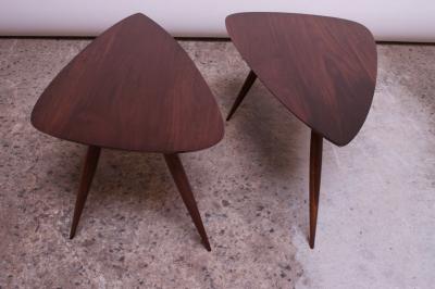 Phillip Lloyd Powell Pair of Phillip Lloyd Powell Sculptural Side Tables in Black Walnut