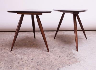 Phillip Lloyd Powell Pair of Phillip Lloyd Powell Sculptural Side Tables in Black Walnut
