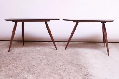 Phillip Lloyd Powell Pair of Phillip Lloyd Powell Sculptural Side Tables in Black Walnut