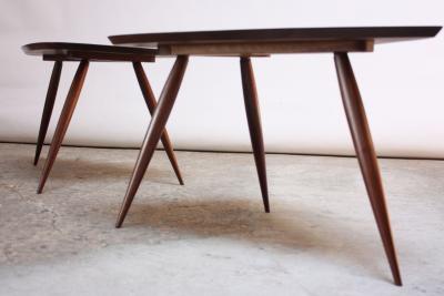 Phillip Lloyd Powell Pair of Phillip Lloyd Powell Sculptural Side Tables in Black Walnut