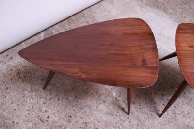 Phillip Lloyd Powell Pair of Phillip Lloyd Powell Sculptural Side Tables in Black Walnut