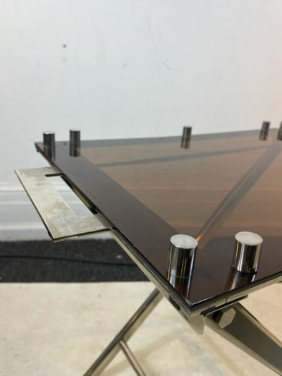 Phillipe Jean CHIC FRENCH MODERNIST LUCITE AND NICKEL TRAY TABLE