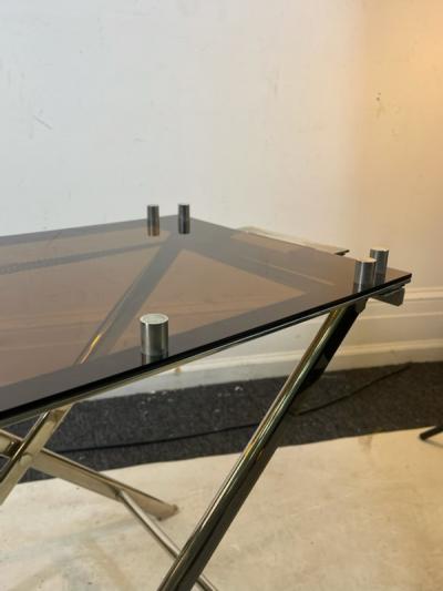Phillipe Jean CHIC FRENCH MODERNIST LUCITE AND NICKEL TRAY TABLE