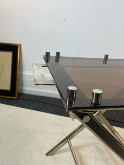 Phillipe Jean CHIC FRENCH MODERNIST LUCITE AND NICKEL TRAY TABLE