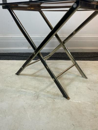 Phillipe Jean CHIC FRENCH MODERNIST LUCITE AND NICKEL TRAY TABLE