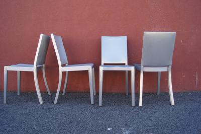 Phillipe Starck Set of Four Brushed Aluminum Hudson Chairs by Philippe Starck for Emeco