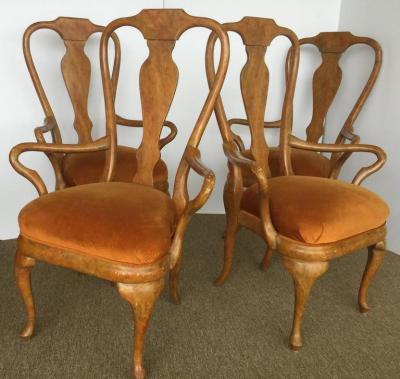 Phyllis Morris Four Phyllis Morris Oil Drop Lacquered Queen Anne Armchairs Originals 