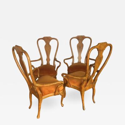 Phyllis Morris Four Phyllis Morris Oil Drop Lacquered Queen Anne Armchairs Originals 