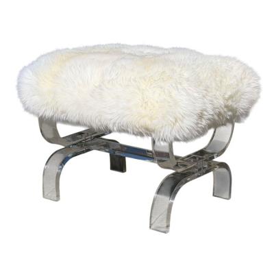 Phyllis Morris Mid Century Modern Phyllis Morris Lucite Bench W White Fur Seat