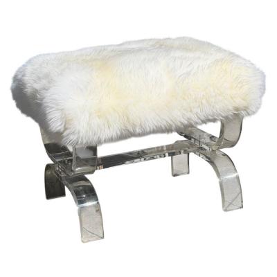 Phyllis Morris Mid Century Modern Phyllis Morris Lucite Bench W White Fur Seat