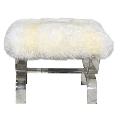 Phyllis Morris Mid Century Modern Phyllis Morris Lucite Bench W White Fur Seat