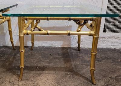 Phyllis Morris Pair of Phyllis Morris Faux Bamboo Gold Side Tables