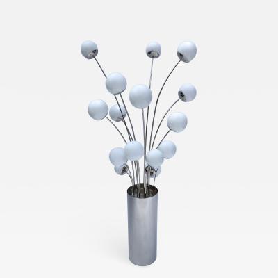 Pia Guidetti Crippa Floor Lamp Metal Opaline Glass by Pia Guidetti Crippa for Lumi Italy 1970s