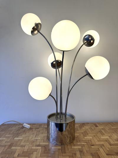 Pia Guidetti Crippa Lamp Metal and Opaline Glass by Pia Guidetti Crippa for Lumi Italy 1970s