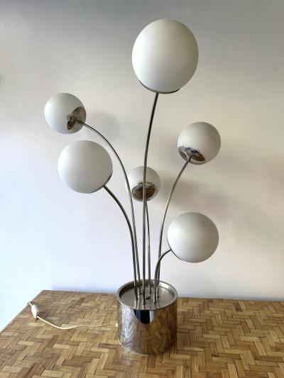 Pia Guidetti Crippa Lamp Metal and Opaline Glass by Pia Guidetti Crippa for Lumi Italy 1970s