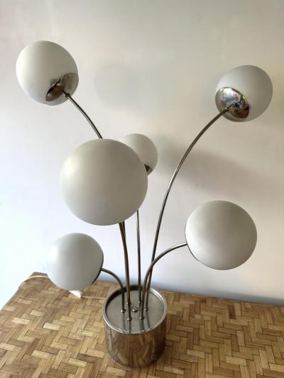 Pia Guidetti Crippa Lamp Metal and Opaline Glass by Pia Guidetti Crippa for Lumi Italy 1970s