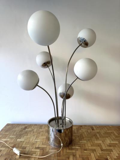 Pia Guidetti Crippa Lamp Metal and Opaline Glass by Pia Guidetti Crippa for Lumi Italy 1970s