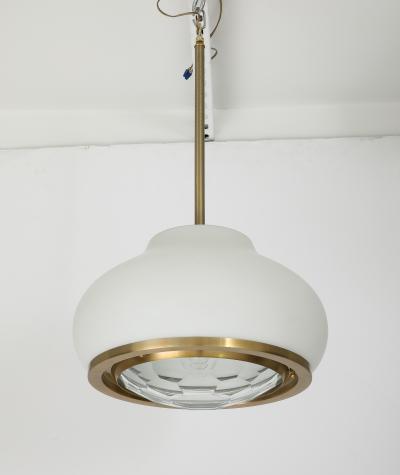 Pia Guidetti Crippa Stunning Italian 1960s Opaque and Faceted Glass Pendant Light by Pia Crippa