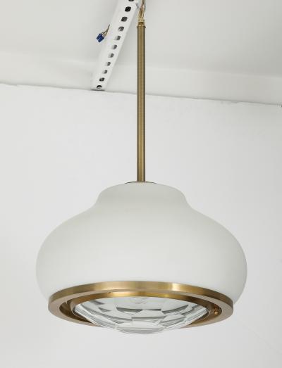 Pia Guidetti Crippa Stunning Italian 1960s Opaque and Faceted Glass Pendant Light by Pia Crippa
