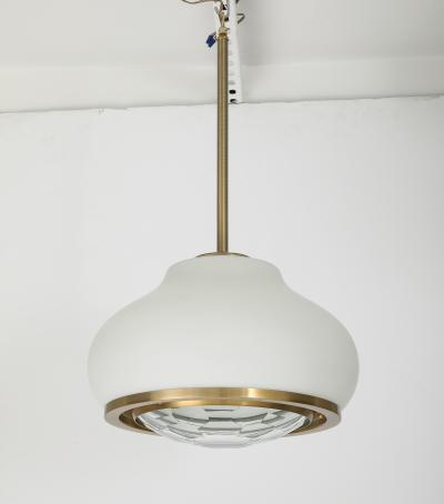 Pia Guidetti Crippa Stunning Italian 1960s Opaque and Faceted Glass Pendant Light by Pia Crippa