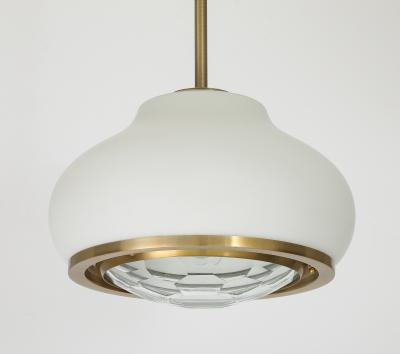 Pia Guidetti Crippa Stunning Italian 1960s Opaque and Faceted Glass Pendant Light by Pia Crippa