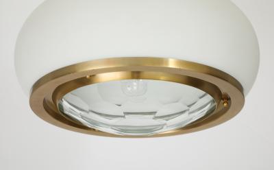 Pia Guidetti Crippa Stunning Italian 1960s Opaque and Faceted Glass Pendant Light by Pia Crippa