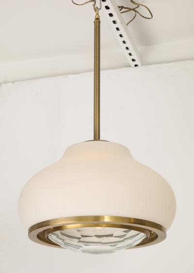 Pia Guidetti Crippa Stunning Italian 1960s Opaque and Faceted Glass Pendant Light by Pia Crippa