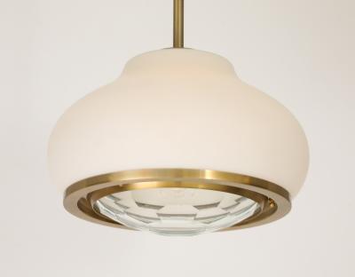 Pia Guidetti Crippa Stunning Italian 1960s Opaque and Faceted Glass Pendant Light by Pia Crippa