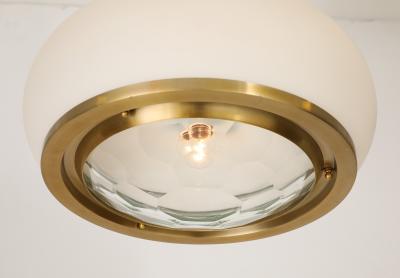 Pia Guidetti Crippa Stunning Italian 1960s Opaque and Faceted Glass Pendant Light by Pia Crippa