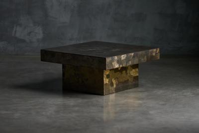 Pia Manu Brutalist Steel Coffee Table France 1970s