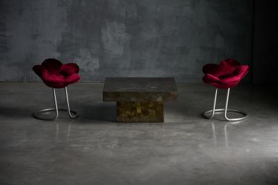 Pia Manu Brutalist Steel Coffee Table France 1970s