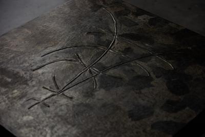 Pia Manu Brutalist Steel Coffee Table France 1970s