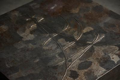 Pia Manu Brutalist Steel Coffee Table France 1970s