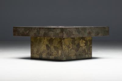 Pia Manu Brutalist Steel Coffee Table France 1970s