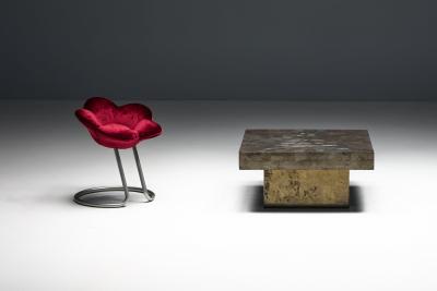 Pia Manu Brutalist Steel Coffee Table France 1970s
