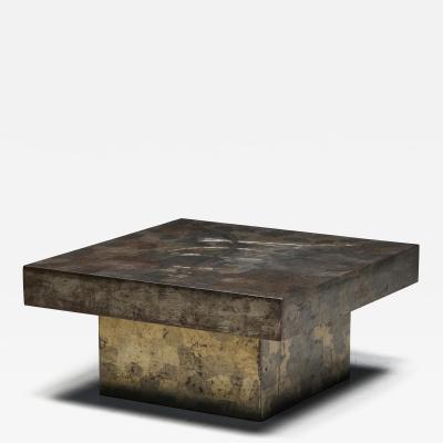 Pia Manu Brutalist Steel Coffee Table France 1970s