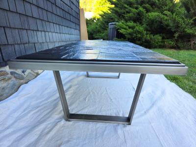 Pia Manu Pia Manu 1960s Brutalist Cast Resin and Steel Sled Base Coffee Table Belgium