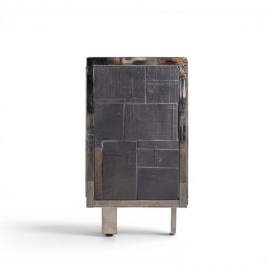 Pia Manu Pia Manu Brutalist Mid Century Steel Chrome and Glass Credenza