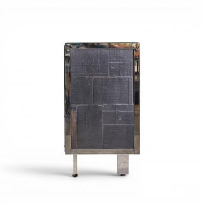 Pia Manu Pia Manu Brutalist Mid Century Steel Chrome and Glass Credenza