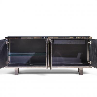 Pia Manu Pia Manu Brutalist Mid Century Steel Chrome and Glass Credenza