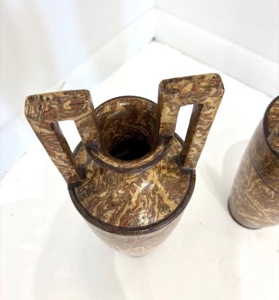 Pichon A Uzes Rare Pair of terres m l es Ceramic Vases Amphora by Pichon of Uz s Amphora