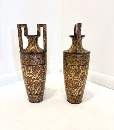 Pichon A Uzes Rare Pair of terres m l es Ceramic Vases Amphora by Pichon of Uz s Amphora
