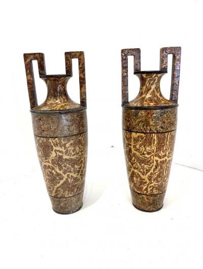 Pichon A Uzes Rare Pair of terres m l es Ceramic Vases Amphora by Pichon of Uz s Amphora