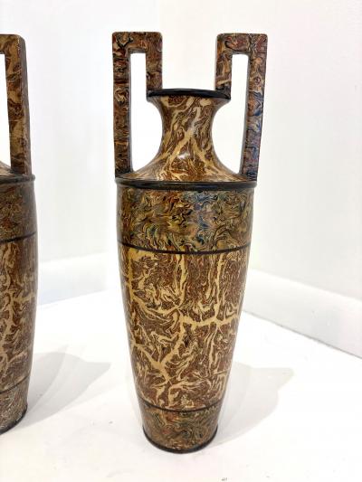 Pichon A Uzes Rare Pair of terres m l es Ceramic Vases Amphora by Pichon of Uz s Amphora