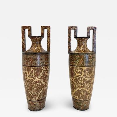Pichon A Uzes Rare Pair of terres m l es Ceramic Vases Amphora by Pichon of Uz s Amphora