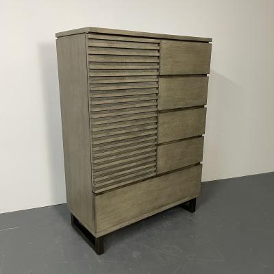 Pickled Modern Hi Chest Armoire Cabinet Wardrobe Metal Base
