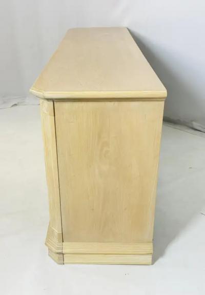 Pickled White Oakwood Credenza Dresser with Nine Drawers
