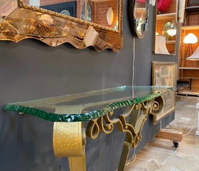 Pier Luigi Colli Console Wrought Iron Gold Leaf by Pier Luigi Colli Italy 1950s