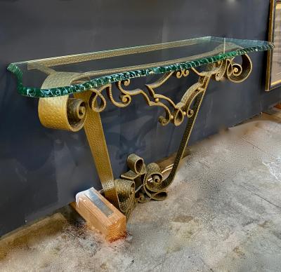 Pier Luigi Colli Console Wrought Iron Gold Leaf by Pier Luigi Colli Italy 1950s